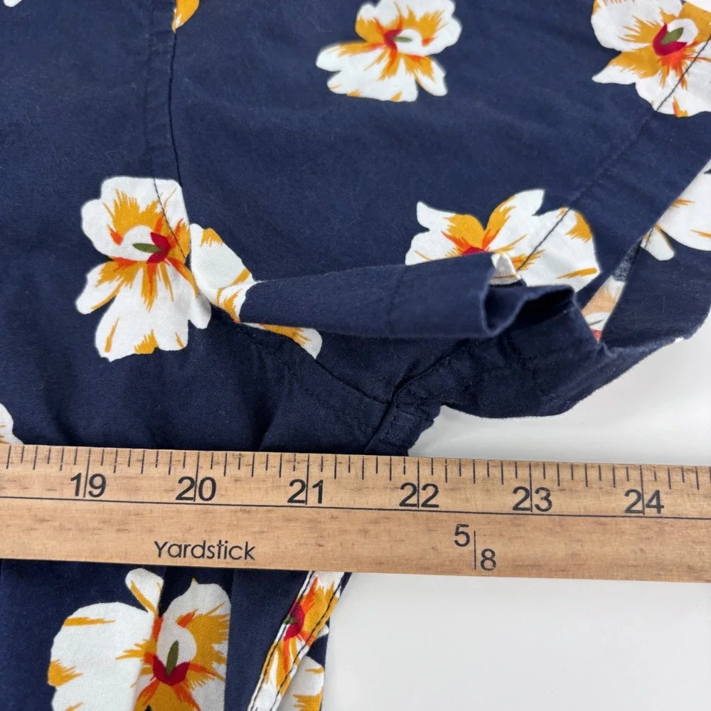 J.Crew Button Down Shirt Mens Large Navy Floral Flex Washed Slim Fit Hawaiian